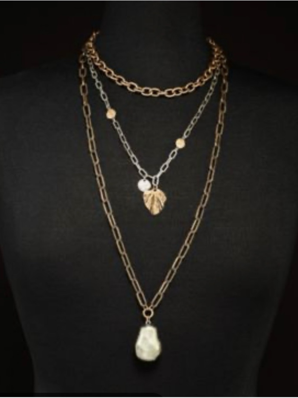 Style & Co. Layered Gold and Silver Mixed-Metal Necklace with Pearl Charm